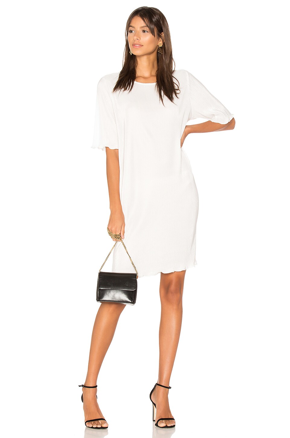 MINKPINK Pleated Tee Dress in White REVOLVE