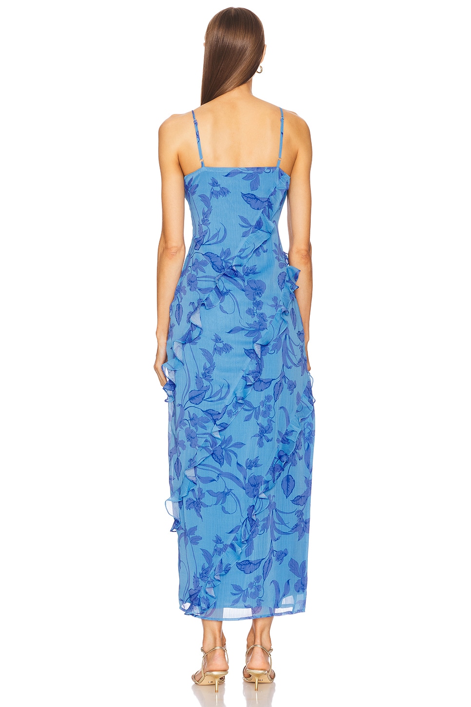 MINKPINK Jeanne Ruffle Maxi Dress in Blue Floral | REVOLVE