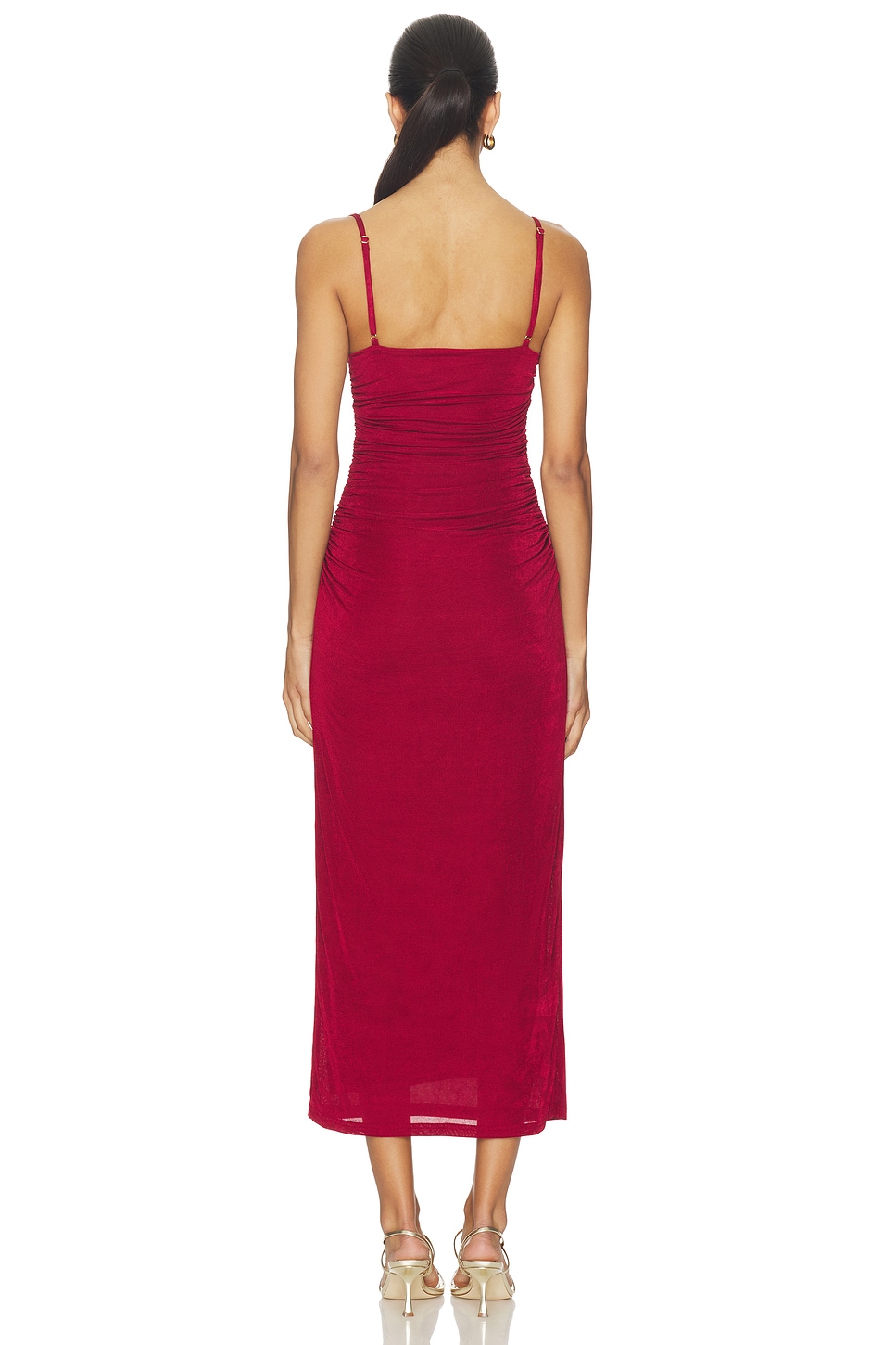 Minkpink Maya Midi Dress in Wine - Size Xs