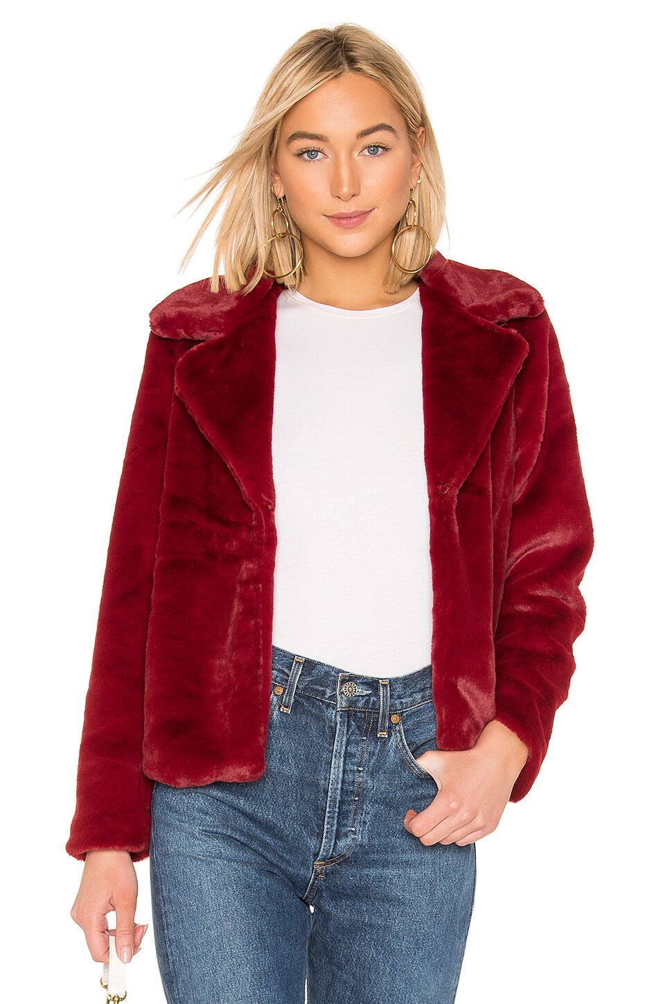 MINKPINK Be Mine Faux Fur Jacket in Wine | REVOLVE