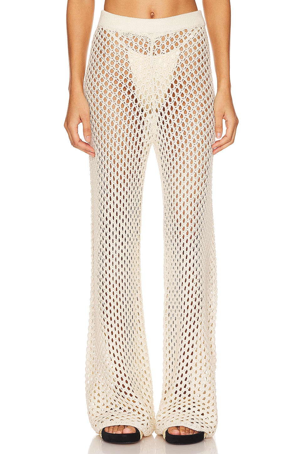 MINKPINK Balmy Crochet Knit Pants in Cream