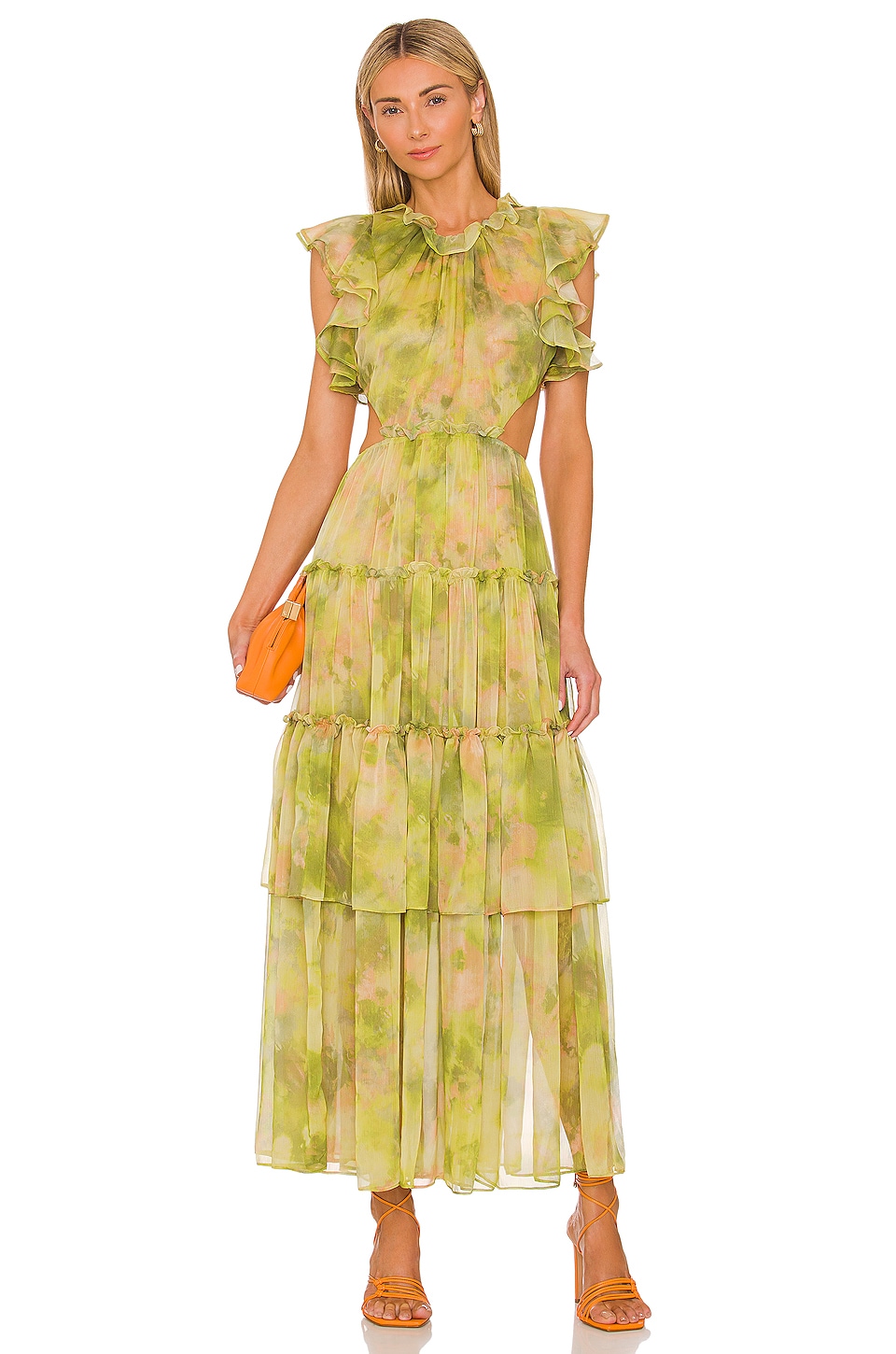 Floral green maxi dress from a brand like Free People - Lisa Los Angeles