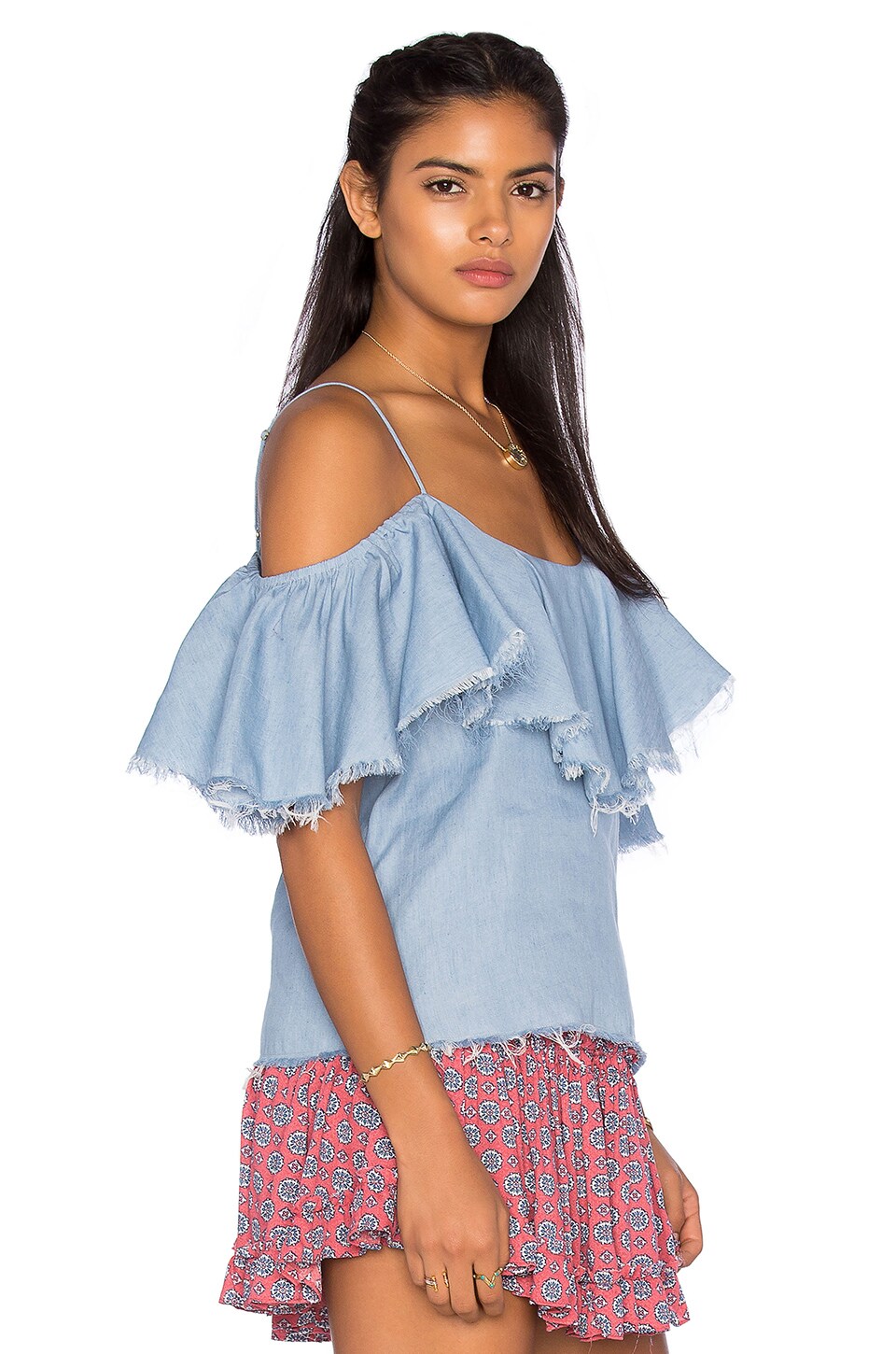 MISA Los Angeles Marina Top in Denim