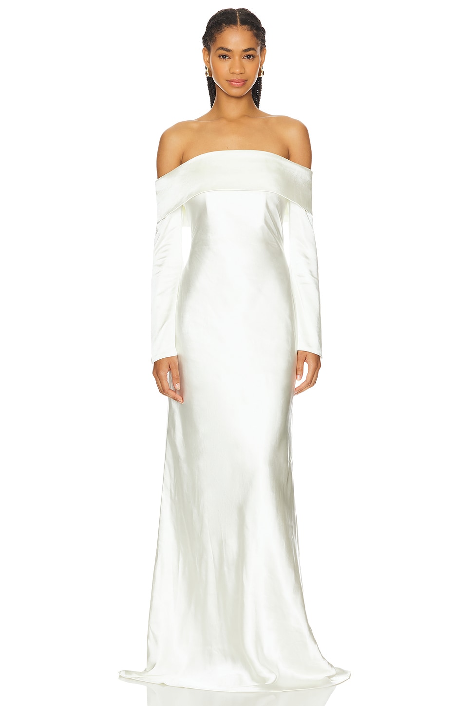 Bianca Off Shoulder Long Sleeve Gown