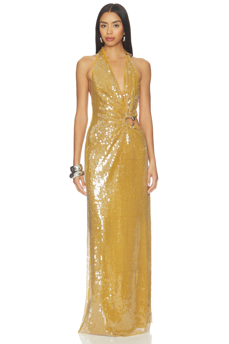 revolve yellow sequin dress SIMONMILLER Imogen Sequin Midi Dress in Peridot Combo