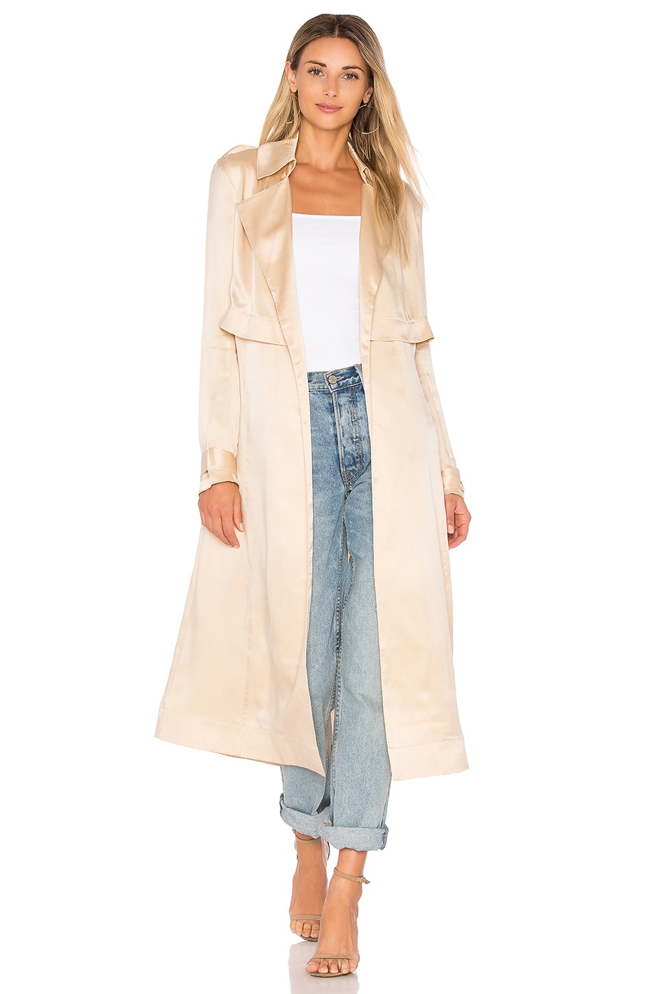 MISHA Gelloma Silk Trench in Champagne | REVOLVE