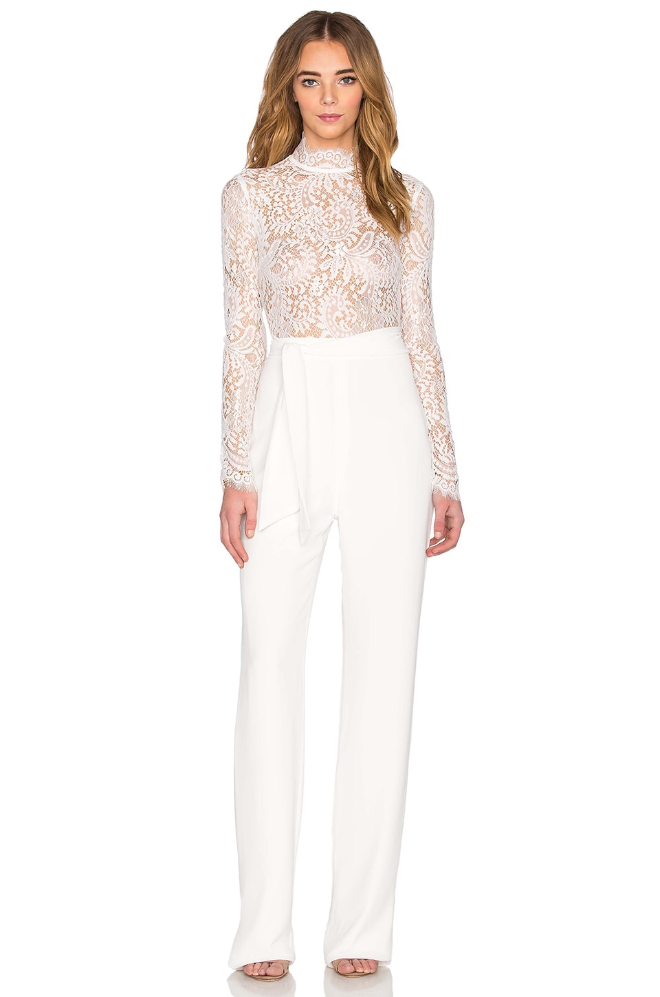white lace pantsuit