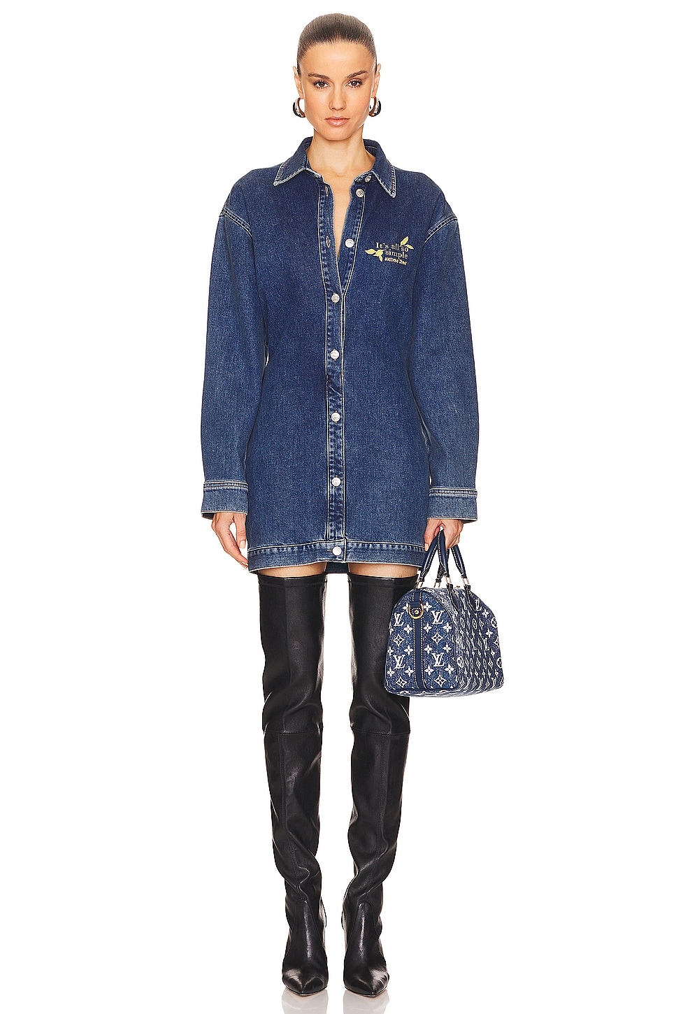 ワンピース MOSCHINO JEANS Woman Dress Multicolor 04943702 3555 Moschino Jeans Denim Dress in Multi Blue | REVOLVE