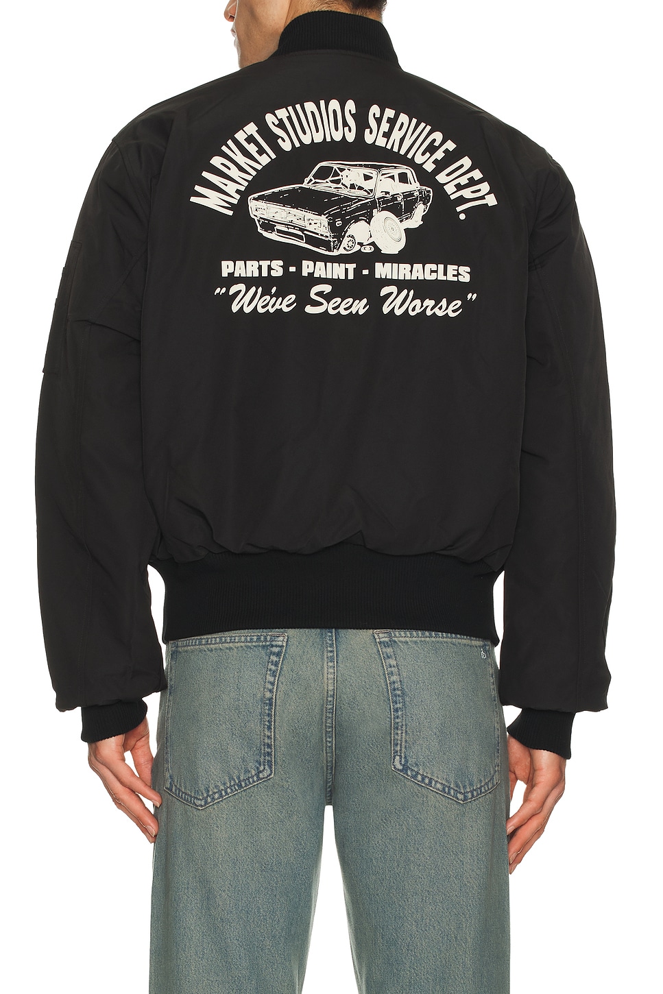 Market Handyman Reversible Bomber Jacket in Pirate Black & Wood