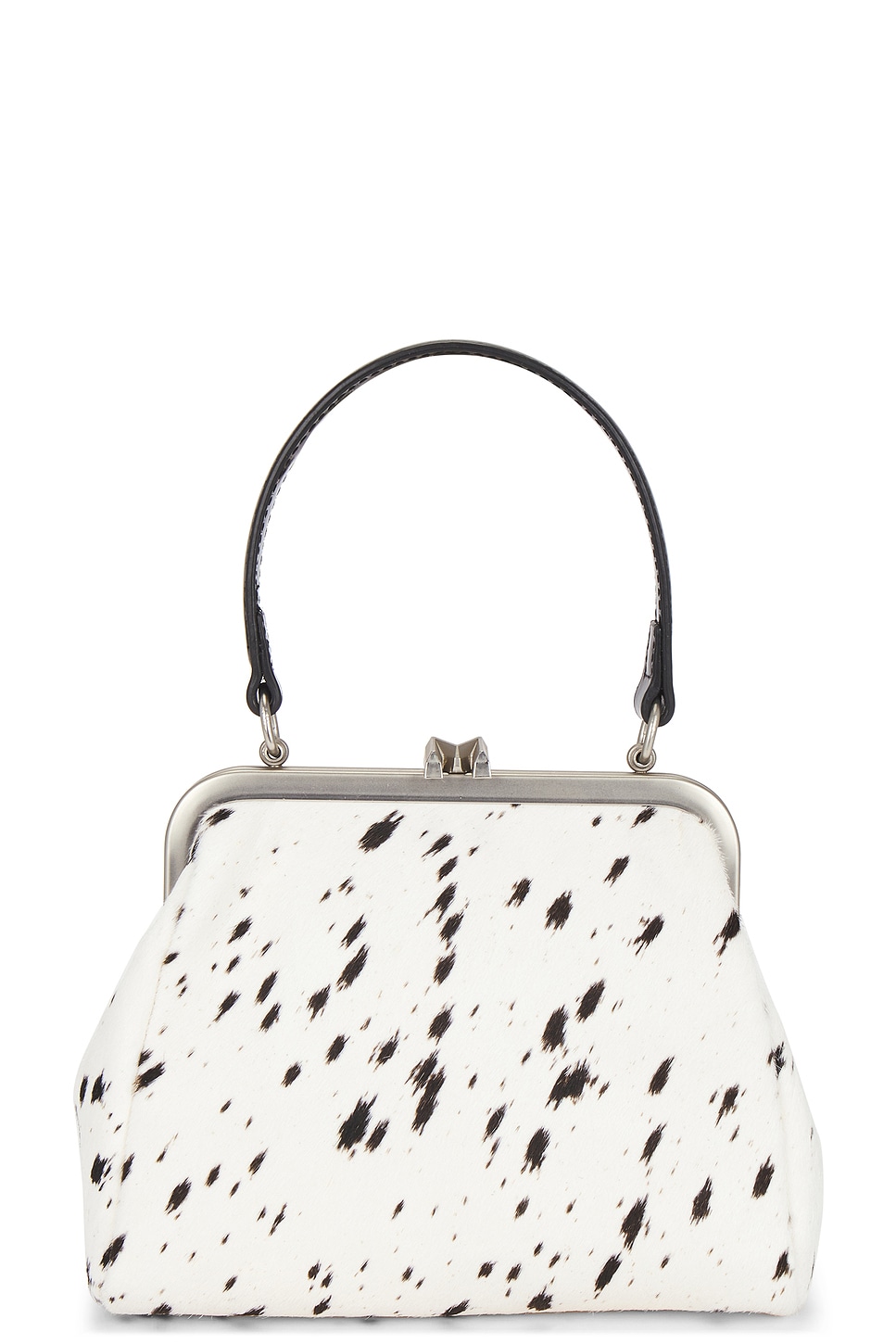 Small Cowhide Leather Metal Clasp Bag