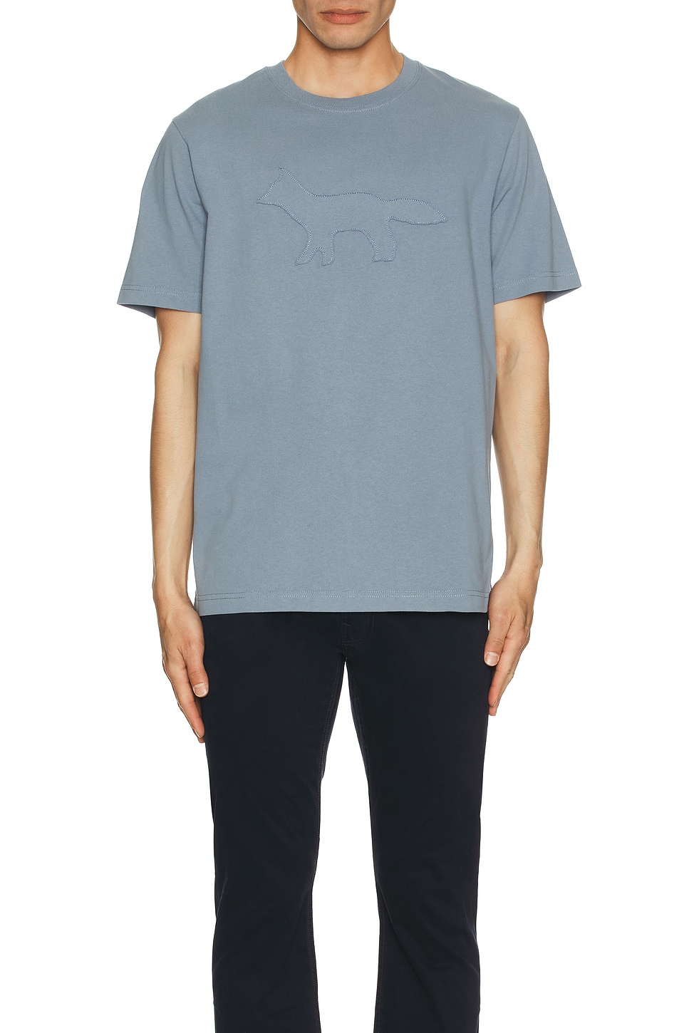 Maison Kitsune Crafted Profile Fox Comfort Tee in Zinc Grey