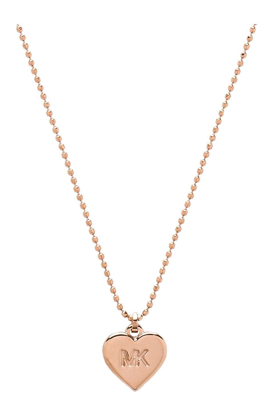 Michael Kors Small Heart Charm Necklace in Rose Gold | REVOLVE