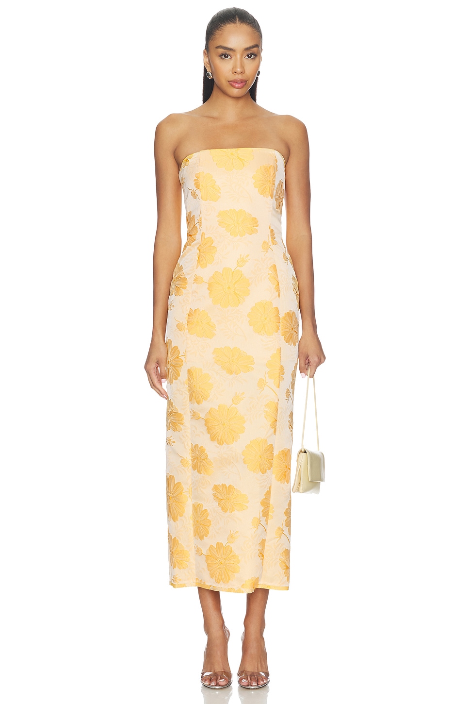 Floral Strapless Midi Dress