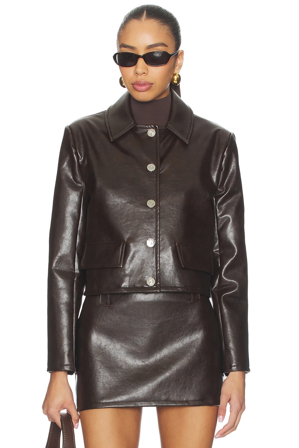 Cropped Faux Leather Jacket