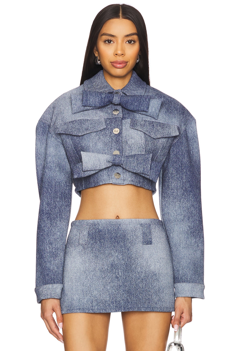 Milkwhite Cropped Jacket in Denim Optic | REVOLVE