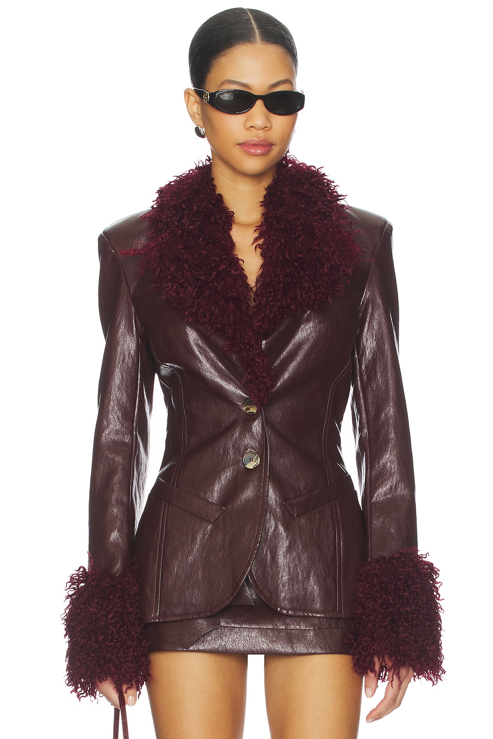 Fitted Blazer With Faux Fur Detail