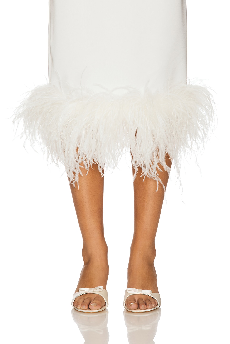 Milkwhite x REVOLVE Midi Skirt With Feathers in White | REVOLVE