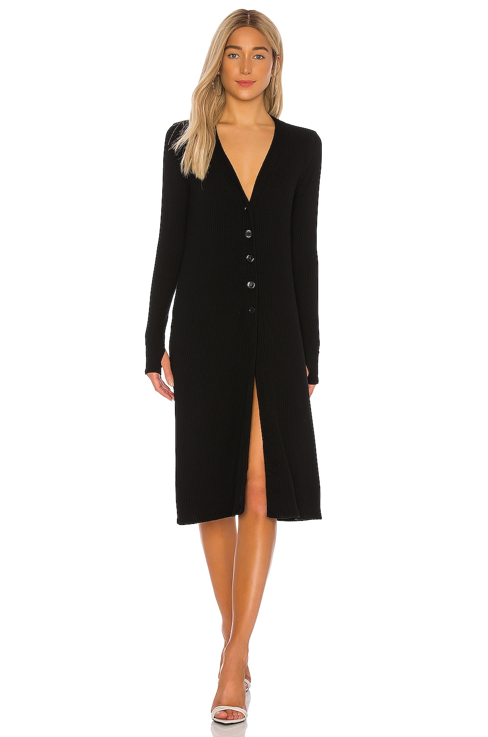 Michael Lauren Fillmore Cardigan Dress in Black | REVOLVE