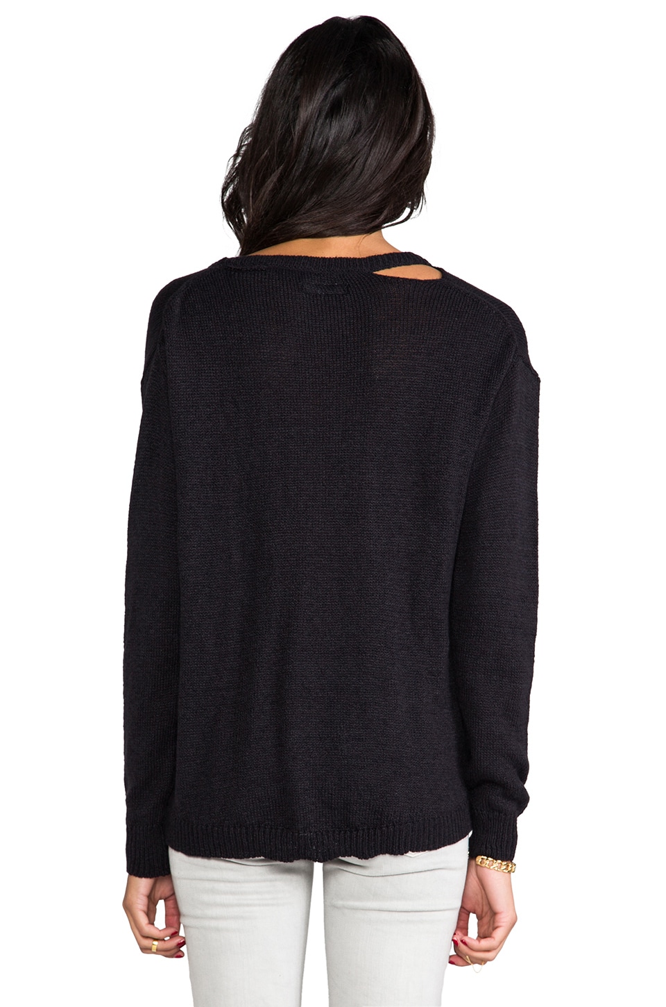 Michael Lauren Roman Holey Sweater in Black | REVOLVE