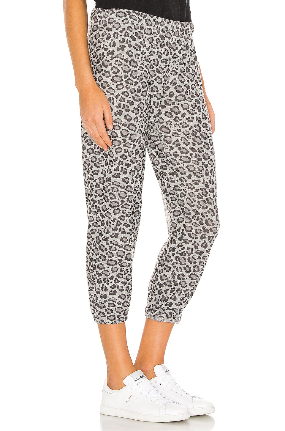 Michael Lauren Nate Crop Sweatpant in Heather Leopard