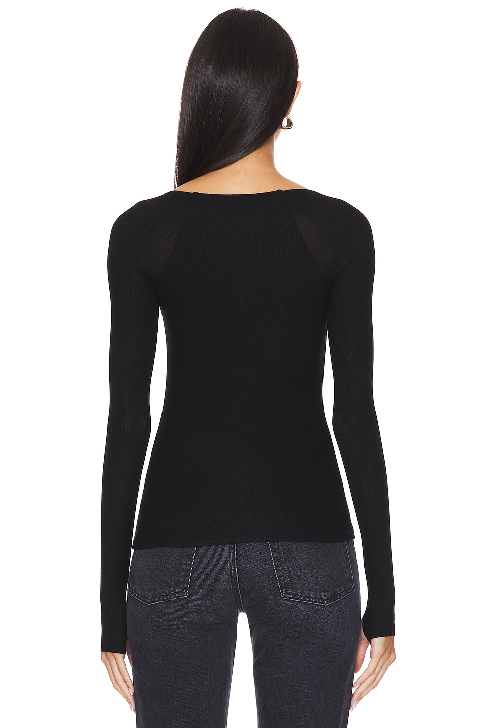 Michael Lauren Kaleb Long Sleeve W/ Square Neckline Double Layered Top thumbnail