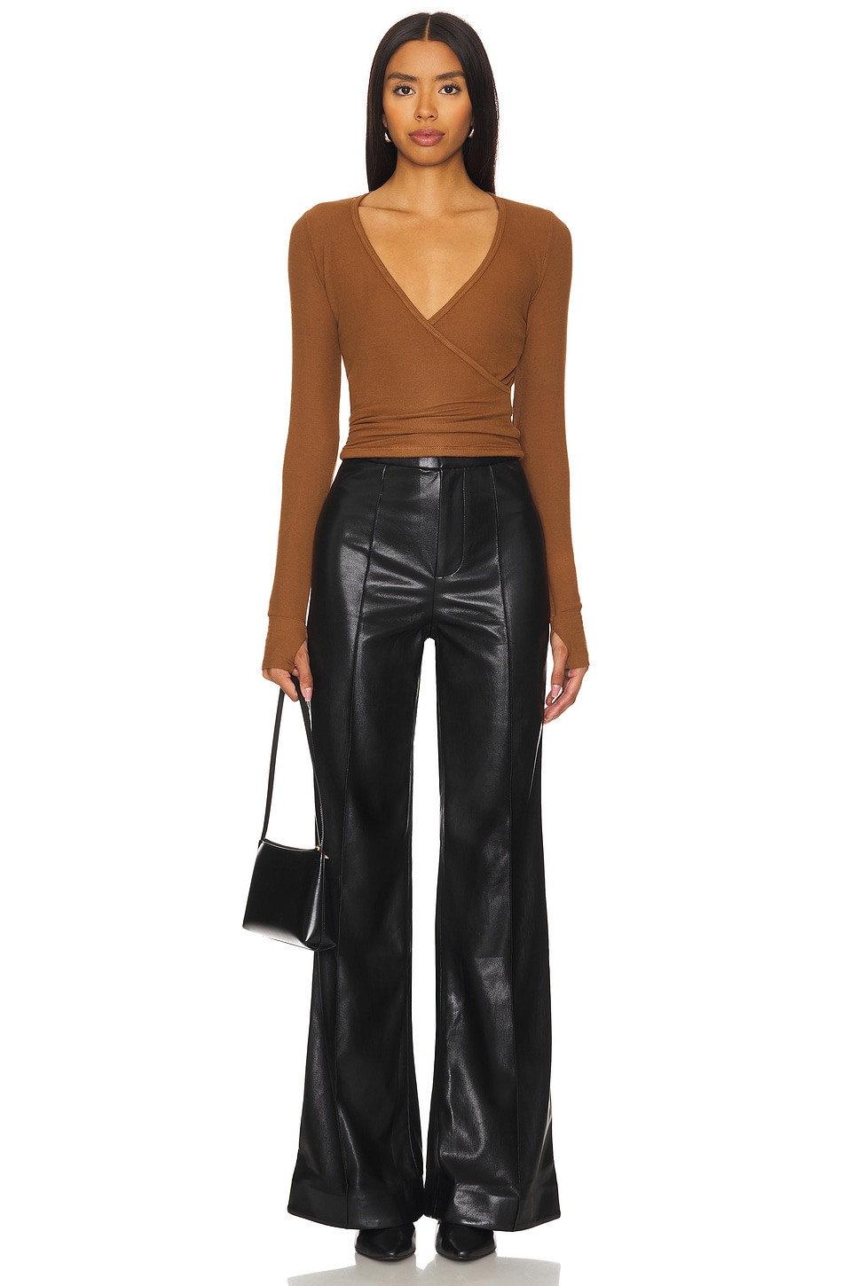 Fairbanks Surplice Deep V Long Sleeve W/ Thumbhole Top