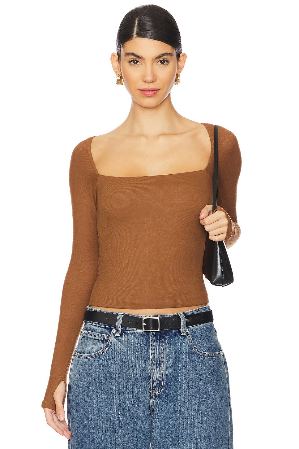 Michael Lauren Kaleb Long Sleeve W/ Square Neckline Top