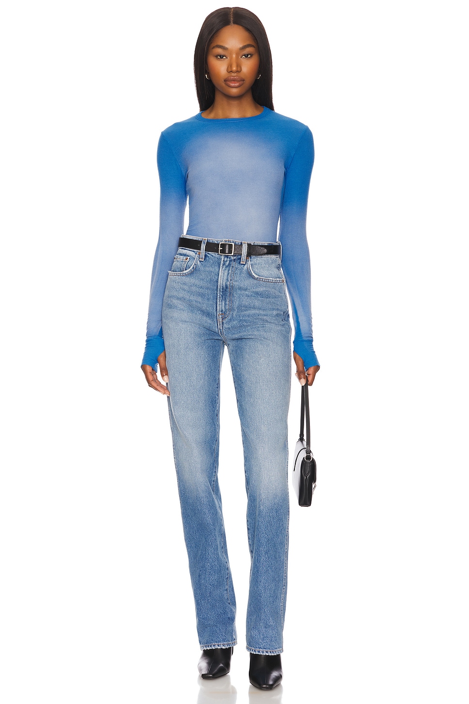 Alick Long Sleeve Fitted Top With Thumbhole