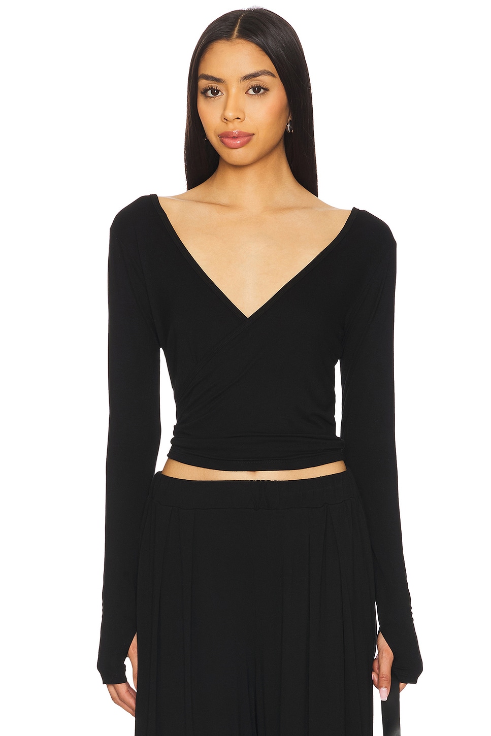 Aziel Long Sleeve Cross Front Top - Thumbnail 1