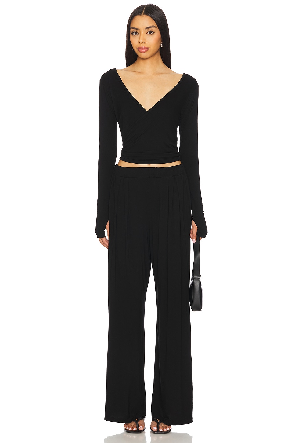 Aziel Long Sleeve Cross Front Top - Thumbnail 4