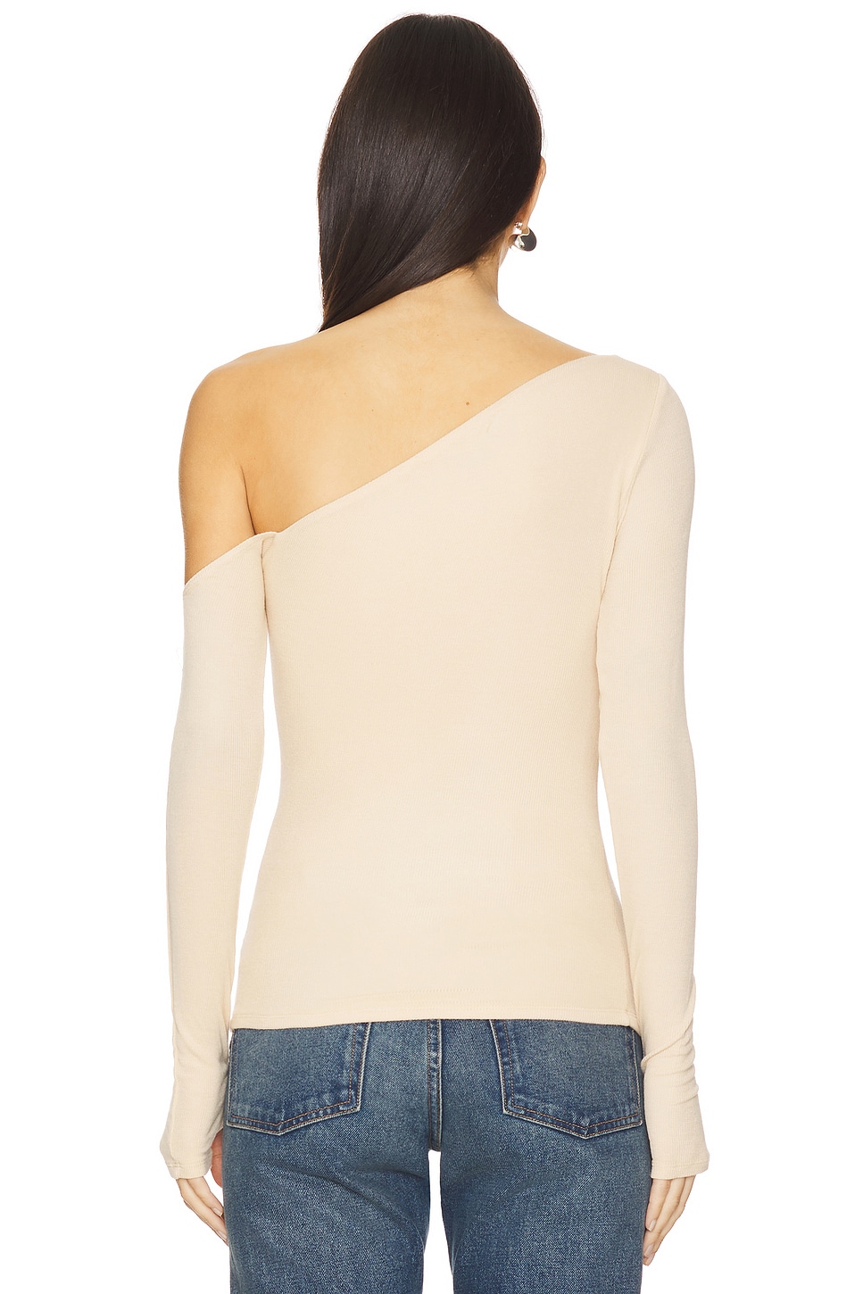 Michael Lauren Magdaleno Long Sleeve Asymmetrical Fitted Cold Shoulder Top
