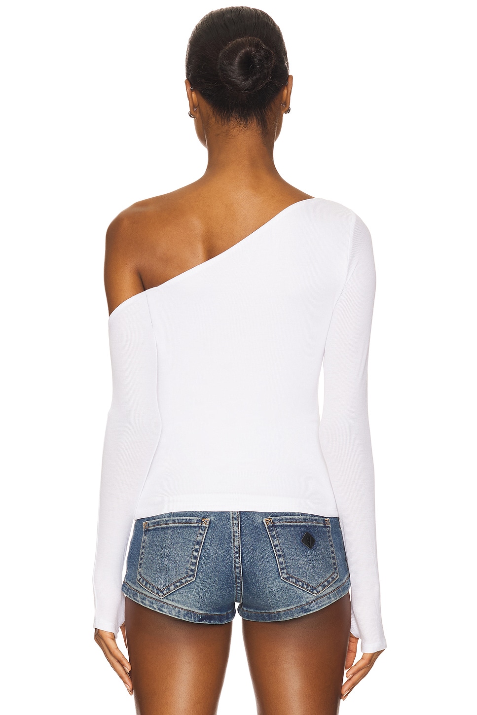 Magdaleno Long Sleeve Asymmetrical Fitted Cold Shoulder Top - Thumbnail 3