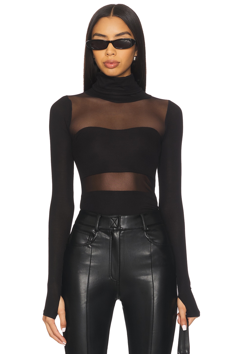 Michael Lauren Rem Long Sleeve Fitted Turtleneck Top