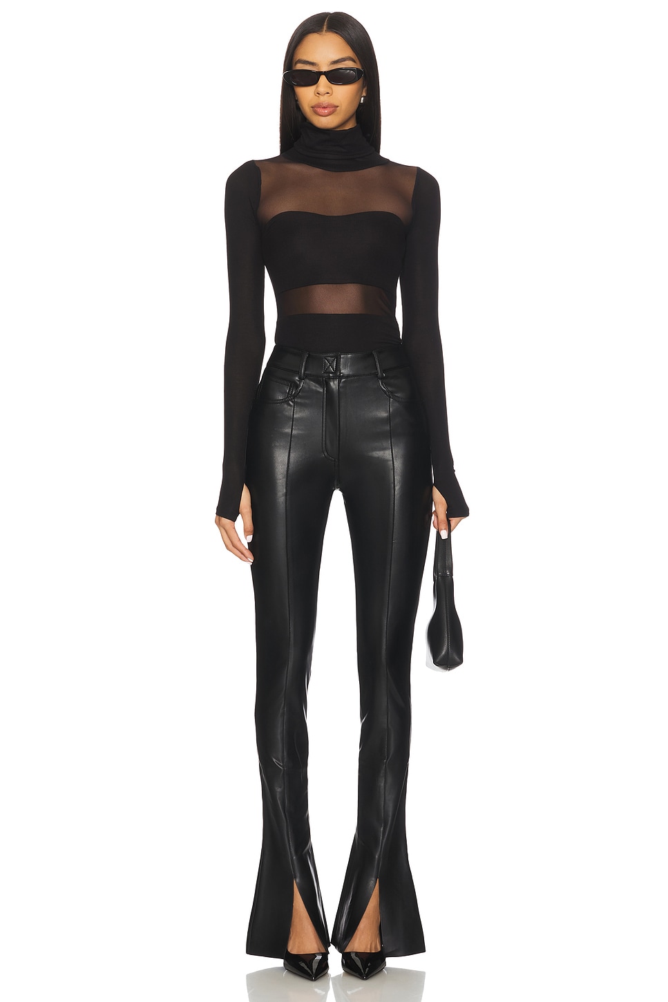 Michael Lauren Rem Long Sleeve Fitted Turtleneck Top in Black | REVOLVE