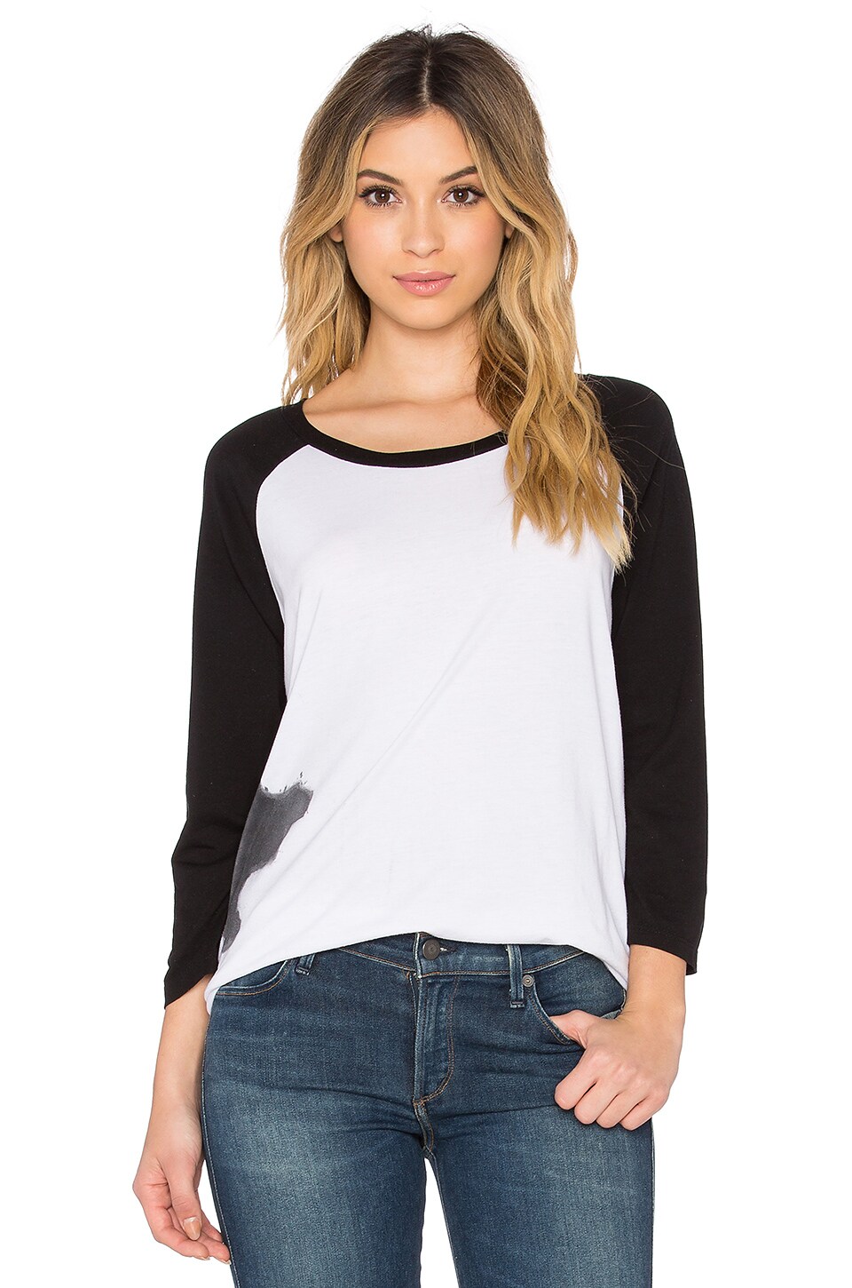 Michael Lauren Harvey Boyfriend Raglan in Bleach Black & Black | REVOLVE