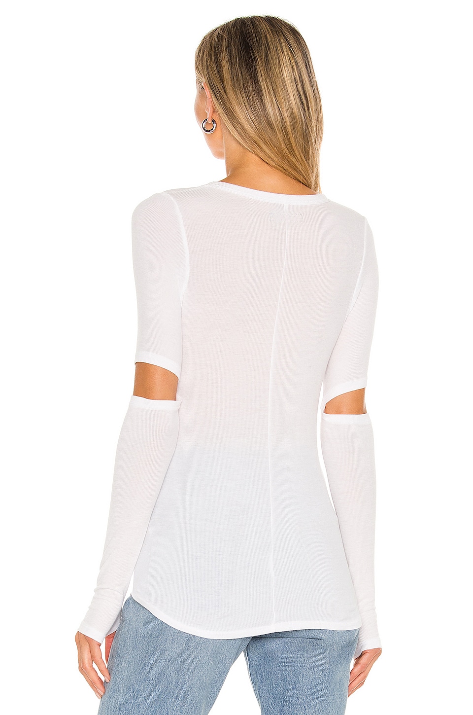 Shop Michael Lauren Solomon Elbow Cut Out Tee In White