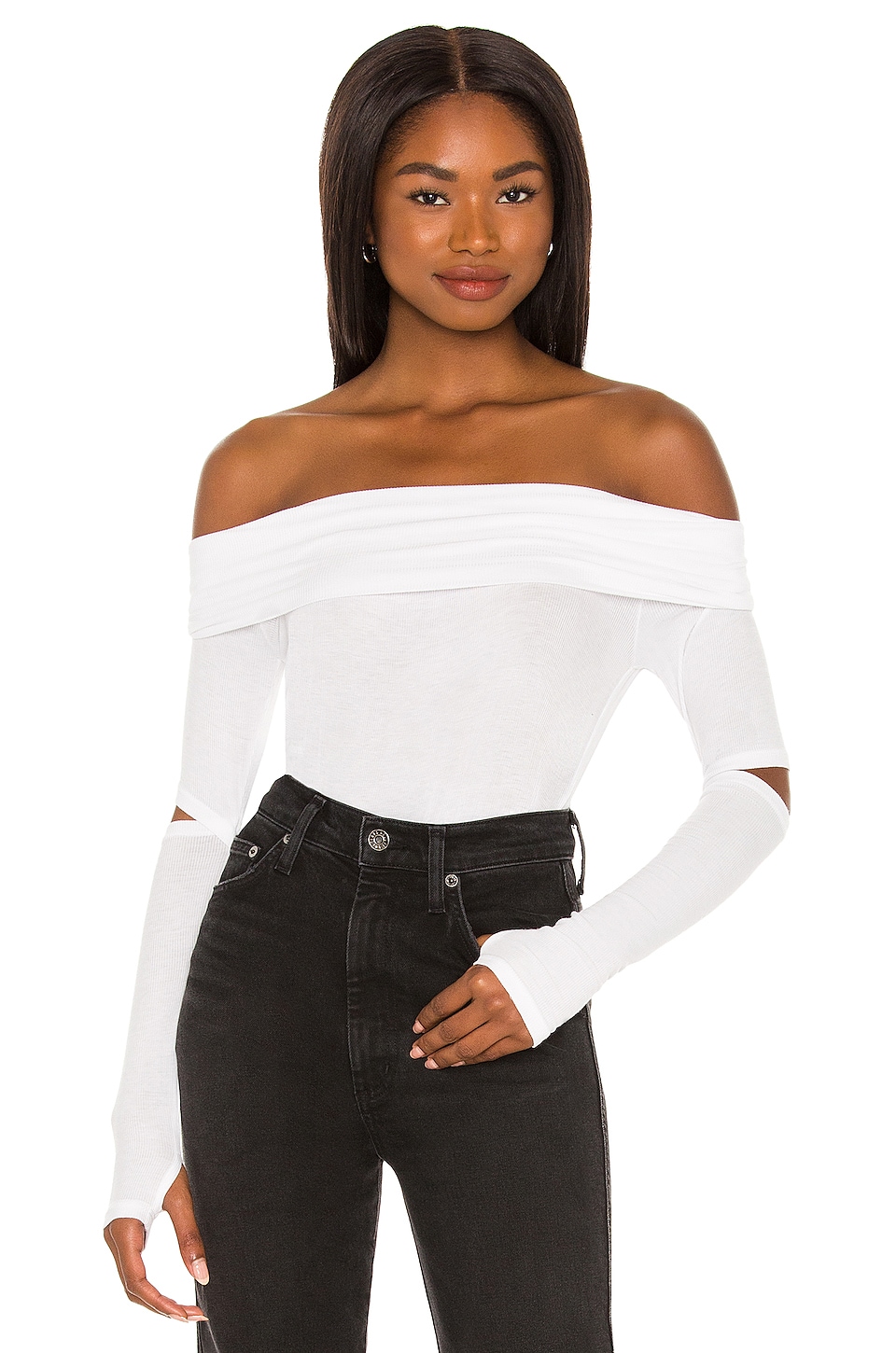 Michael Lauren Armani Off The Shoulder Top in White | REVOLVE