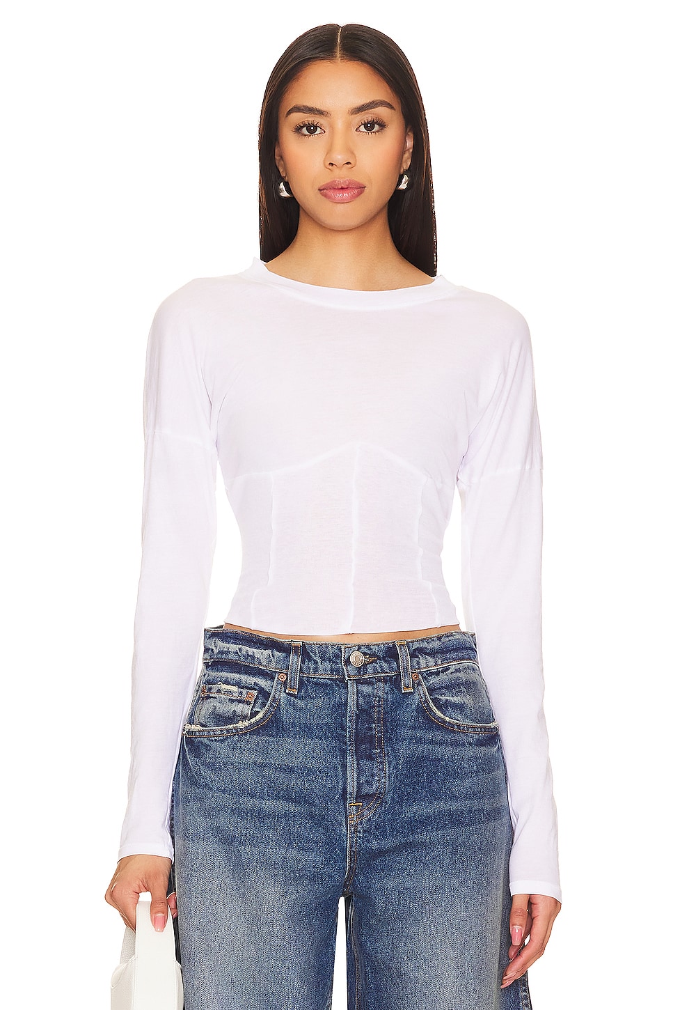 Michael Lauren Manning Corset Tee in White | REVOLVE