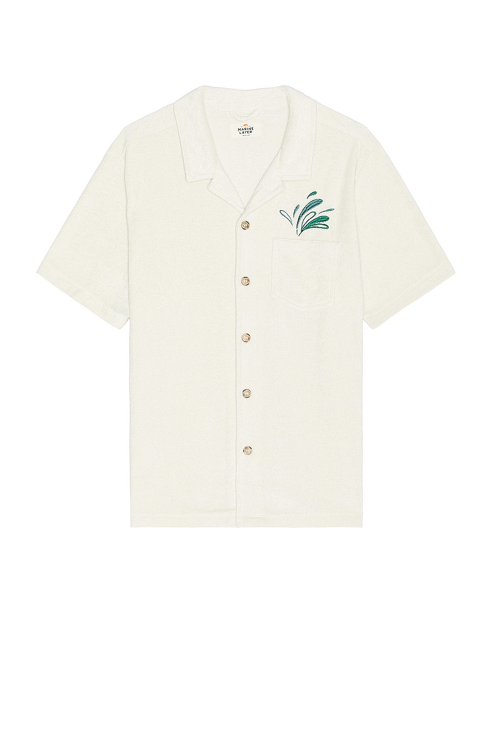 Marine Layer Resort Short Sleeve Terry Out Resort Shirt in Natural Splash  Graphic