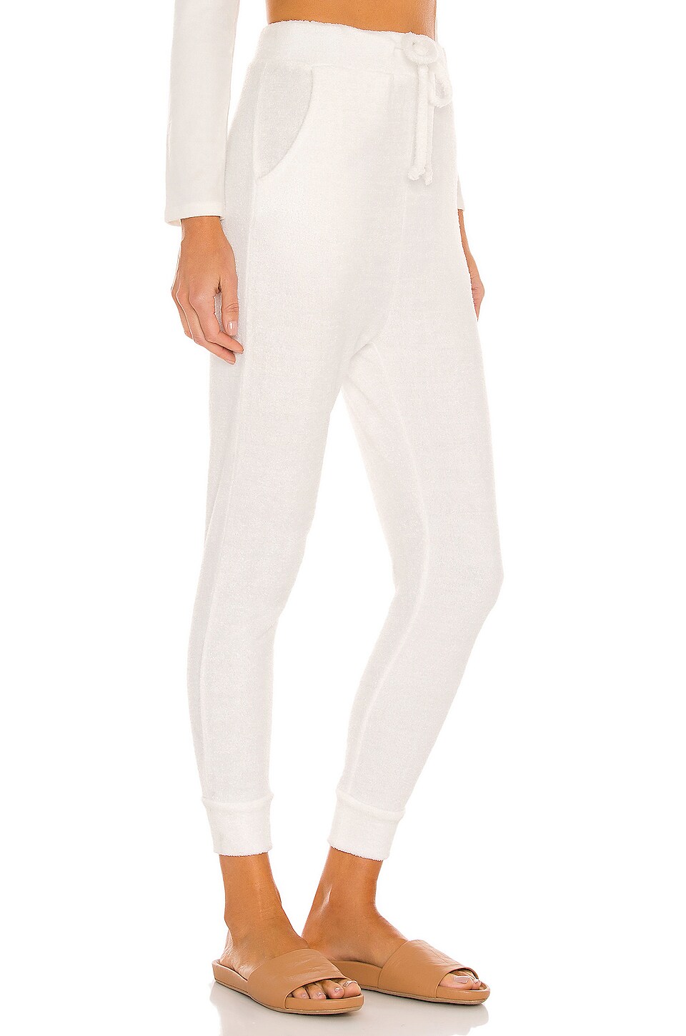 Mina Lisa Feather Knit Jogger in White