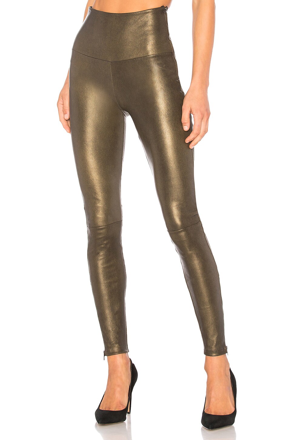 High Waisted Band Leggings With Zippers