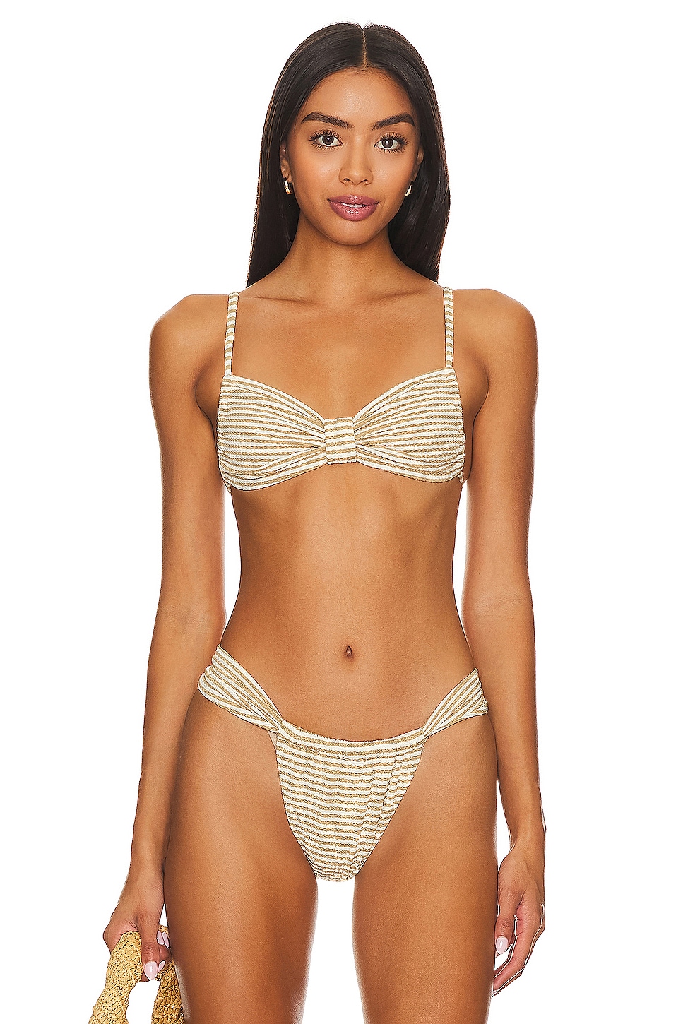 Montce Swim Devin Bikini Top in Neutral Stripe