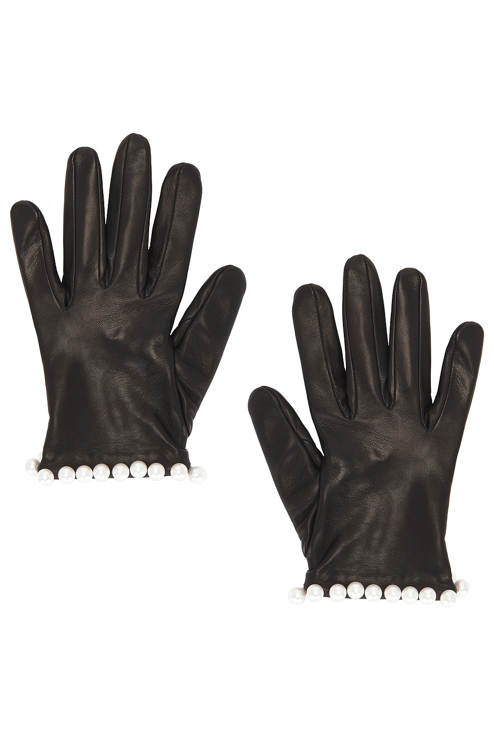 Short Leather Gloves With Pearls