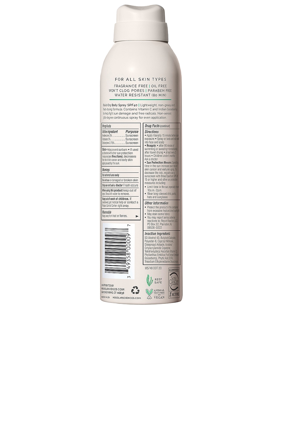 MDSolarSciences Quick Dry Body Spray SPF 40