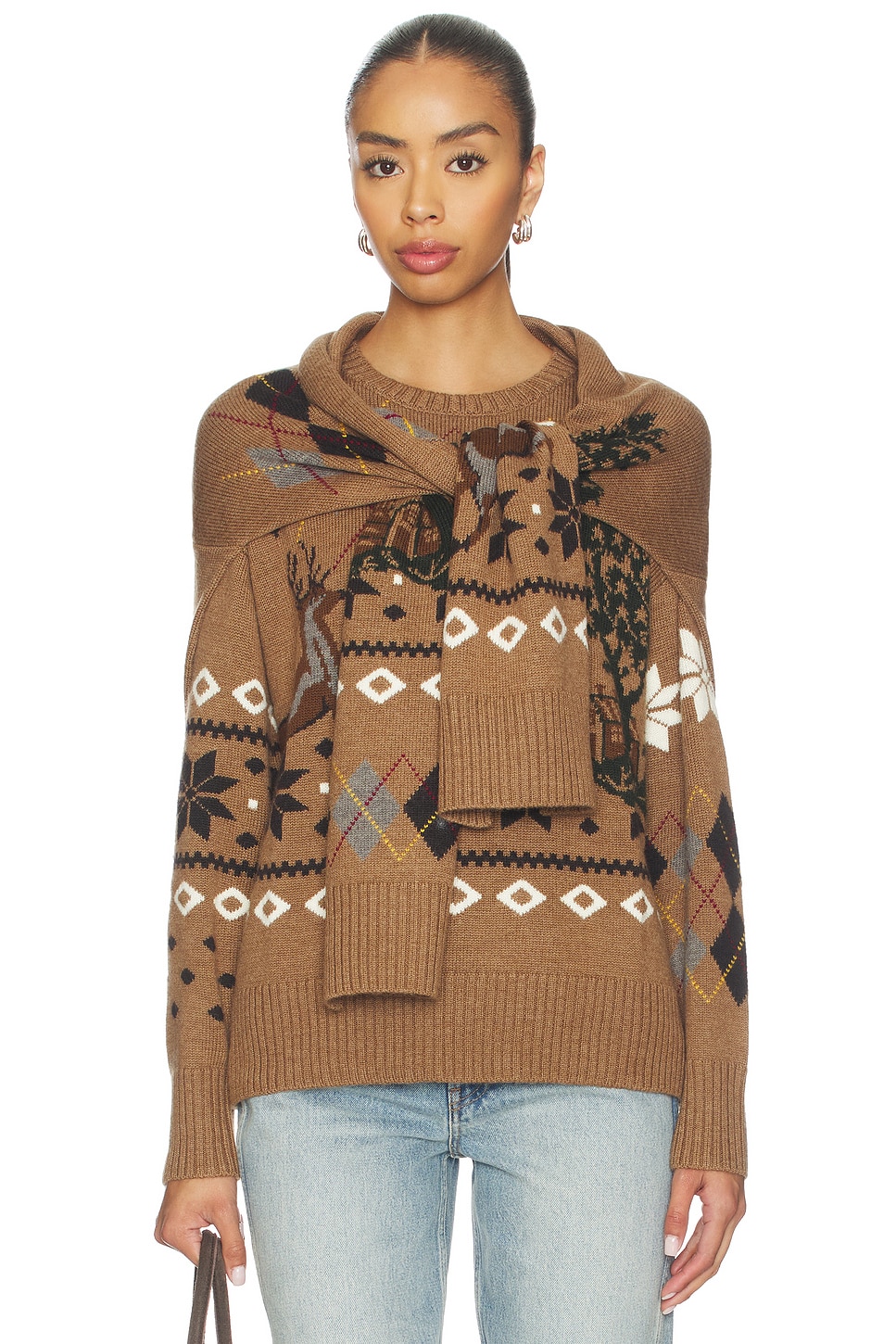 Monse Fair Isle Crewneck Sweater With Scarf