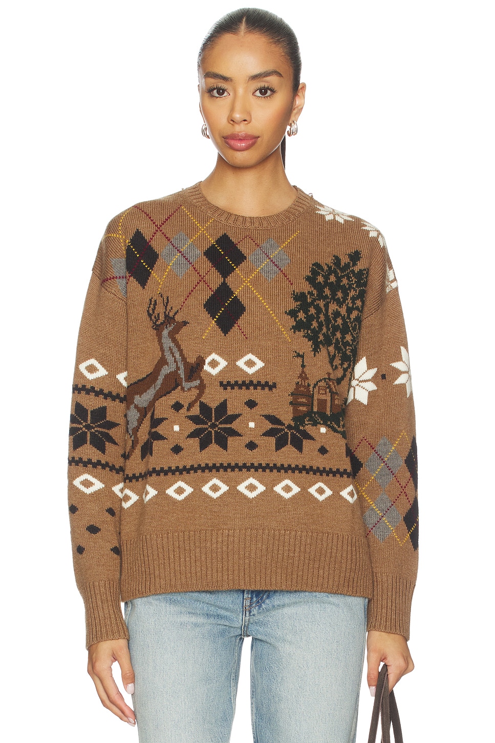 Monse Fair Isle Crewneck Sweater With Scarf