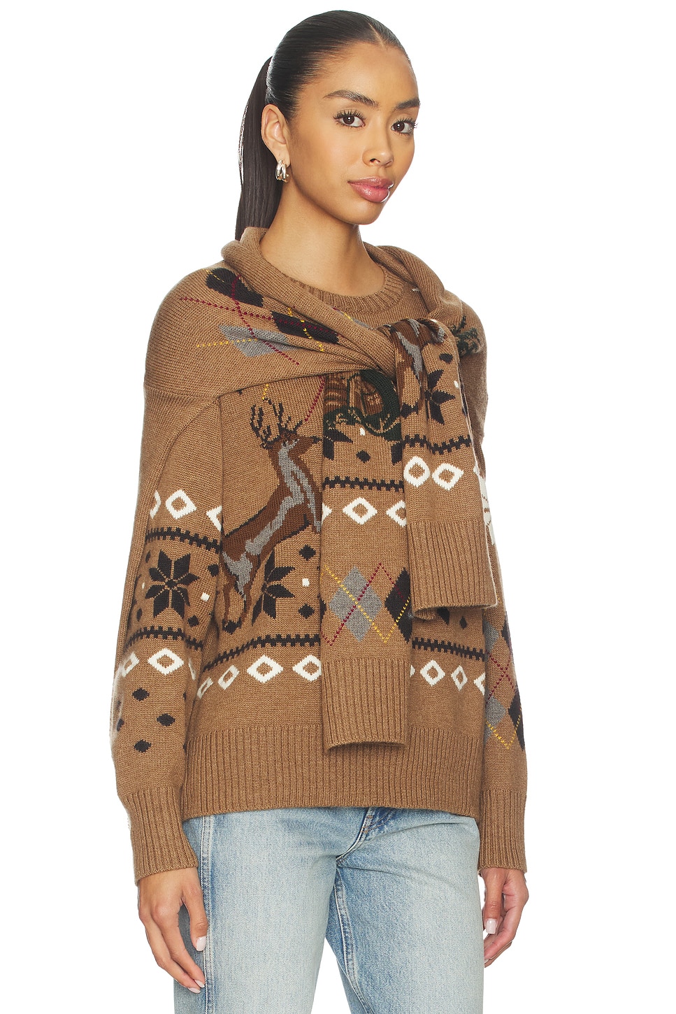 Monse Fair Isle Crewneck Sweater With Scarf