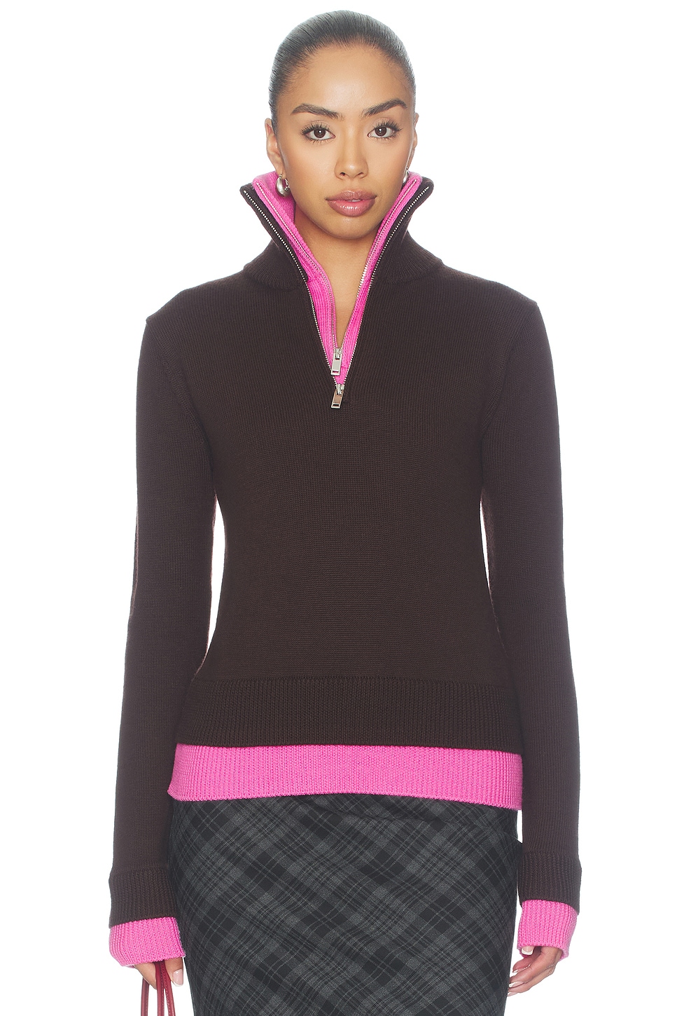 Monse Double Layer Half Zip Sweater