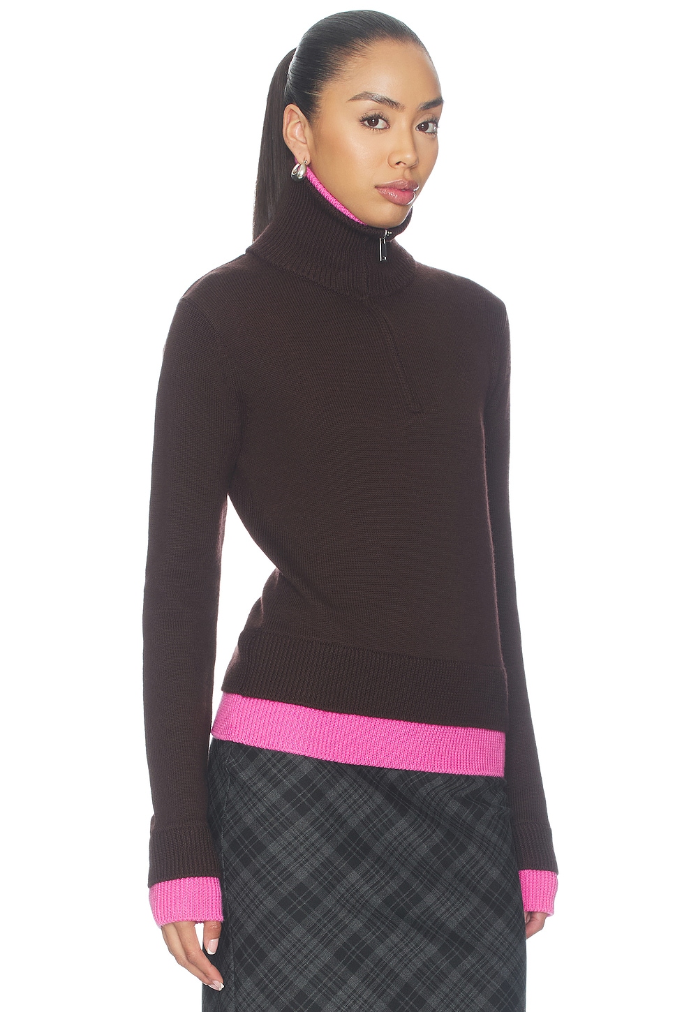 Monse Double Layer Half Zip Sweater