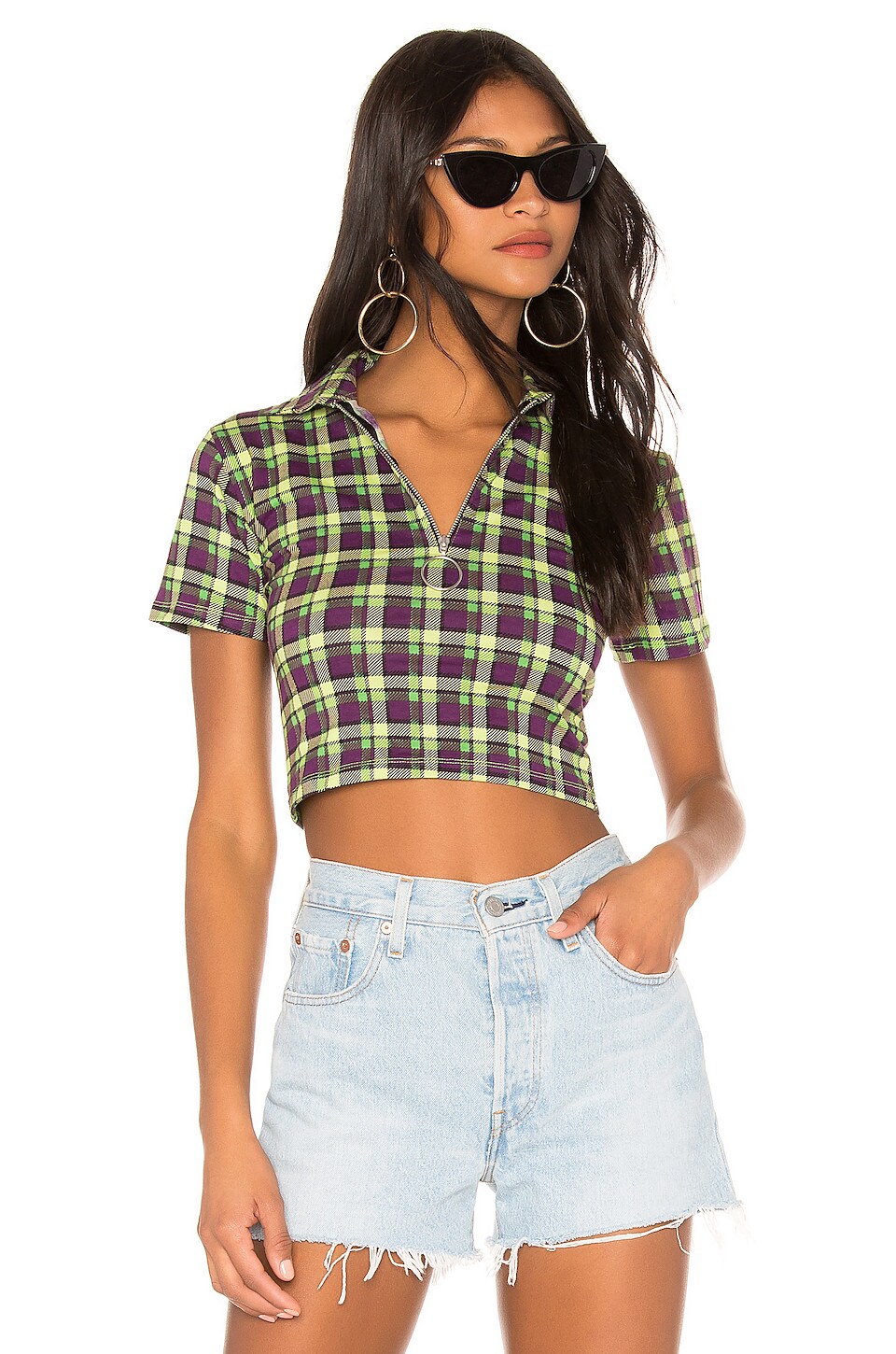 view 1 of 4 Dhen Top in Green Purple Check